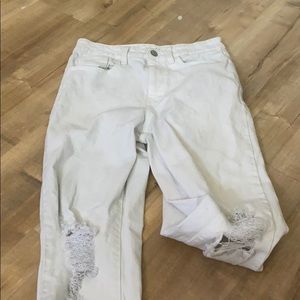 White distressed mom jeans